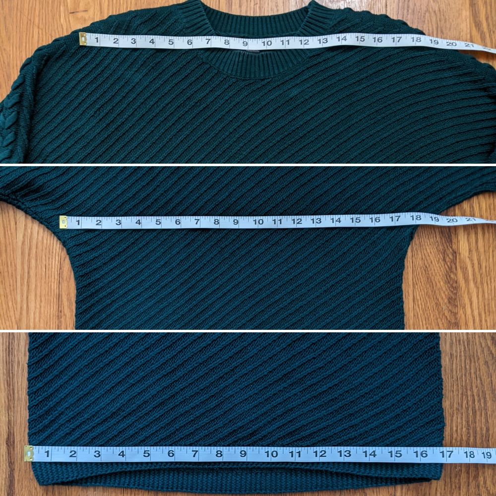 Vera Wang Forest Green Sweater, Mockneck, Batwing Sleeve, Size S - Picture 11 of 12